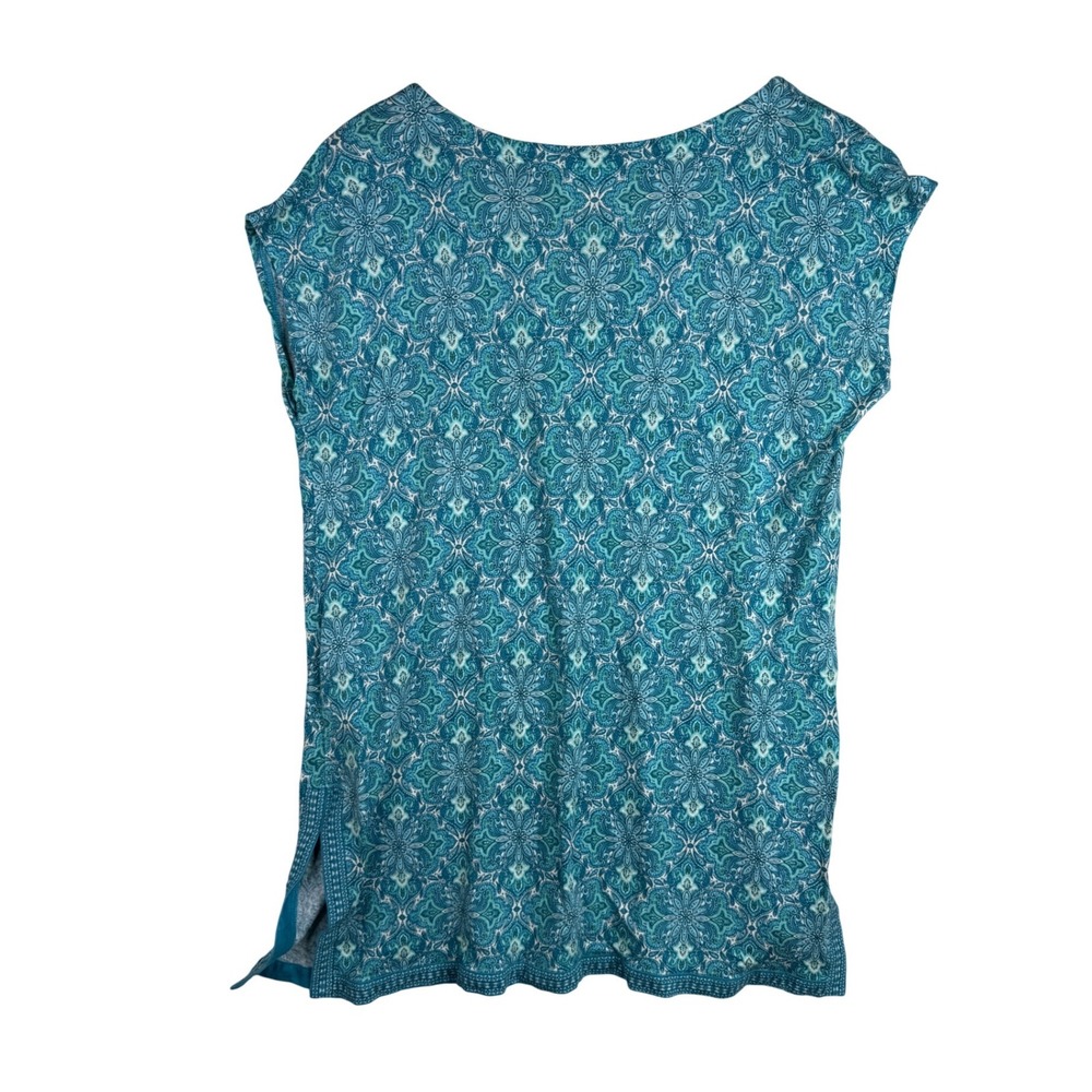 J. Jill Linen Blend Split Neck Tunic size Medium Dragonfly Blue - Picture 6 of 8